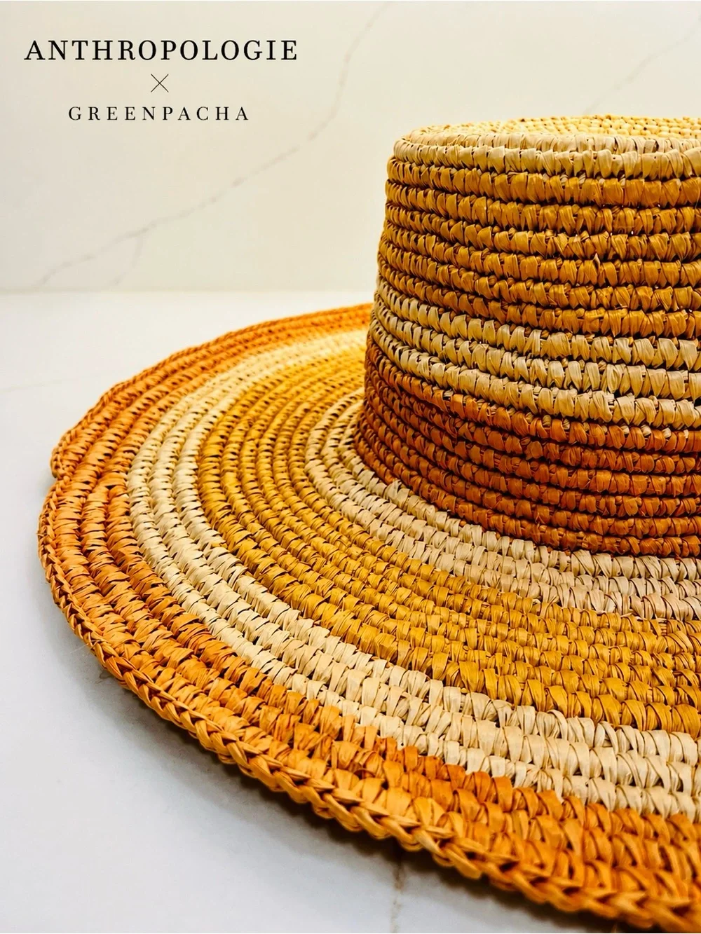 Anthropologie x Greenpacha Canaria Straw Bucket Hat NWOT